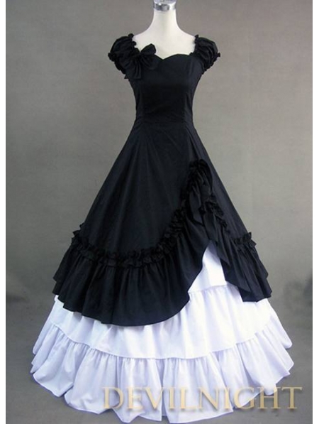 Classic Black and White Ruffled Sweet Gothic Victorian Dress ...