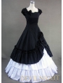 Classic Black and White Ruffled Sweet Gothic Victorian Dress