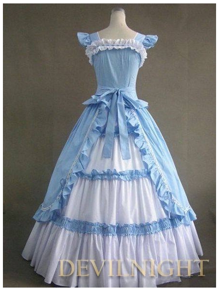 Vintage Blue and White Multi-layered Gothic Victorian Dress ...