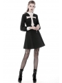 Black and White Vintage Gothic Skull Cross Long Sleeve Short Dress