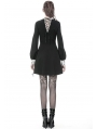 Black and White Vintage Gothic Skull Cross Long Sleeve Short Dress