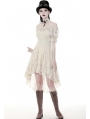 Ivory Steampunk Lace Short Sleeve High-Low Dress