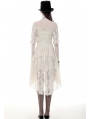 Ivory Steampunk Lace Short Sleeve High-Low Dress