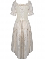 Ivory Steampunk Lace Short Sleeve High-Low Dress