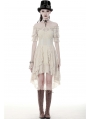 Ivory Steampunk Lace Short Sleeve High-Low Dress