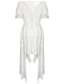 White Gothic Off-the-Shoulder Irregular Cocktail Party Dress