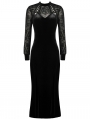 Black Vintage Gothic Velvet Sexy Slim Long Dress