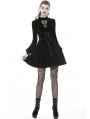 Black Gothic Sweet Velvet Heart Long Sleeve Short Dress