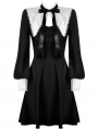Black and White Gothic Cross Long Sleeve Short Dress