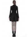Black Gothic Chiffon Cross Long Sleeve Short Dress