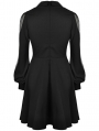 Black Gothic Chiffon Cross Long Sleeve Short Dress