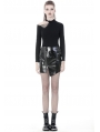 Black Gothic Punk Irregular PU Short Skirt