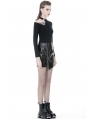 Black Gothic Punk Irregular PU Short Skirt