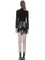 Black Gothic Punk Irregular PU Short Skirt