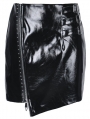 Black Gothic Punk Irregular PU Short Skirt
