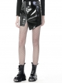 Black Gothic Punk Irregular PU Short Skirt