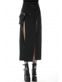 Black Gothic Punk Sexy Slit Irregular Long Skirt