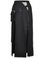 Black Gothic Punk Sexy Slit Irregular Long Skirt