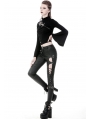 Black Gothic Punk Sexy Asymmetrical PU Leather Trousers for Women