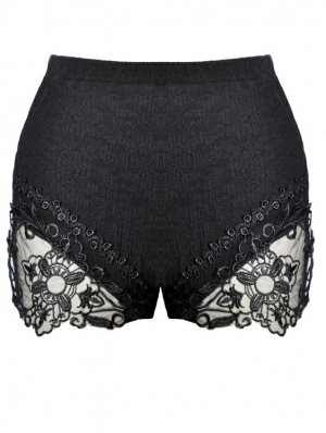 Black Gothic lace short Leggings for Women