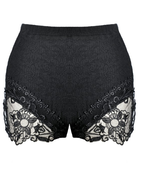 Black Gothic lace short Leggings for Women