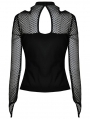 Black Gothic Punk Belt Off-the-Shoulder Long Sleeve T-Shirt for Women