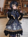 Black Dark Tea Party Gothic Lolita OP Dress with Detachable Cape