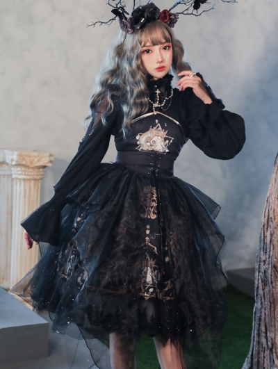 Black Dark Skull Gothic Lolita JSK Dress