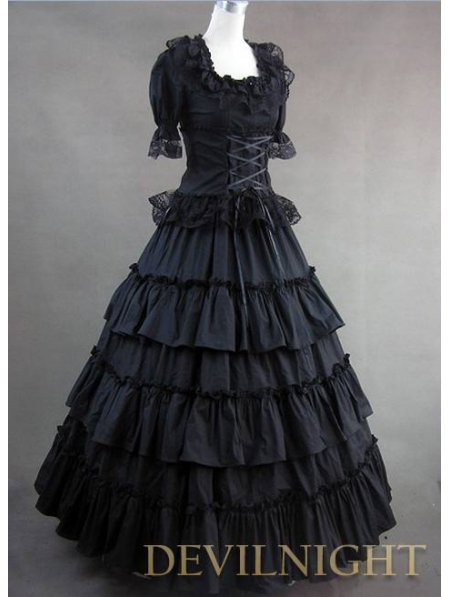 Classic Black Long Prom Gothic Lolita Dress - Devilnight.co.uk