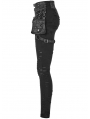 Black Women's Gothic Steampunk Leggings with Detachable Waistbag