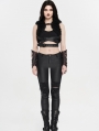 Black Gothic Punk Handsome Tight PU Leather Pants for Women