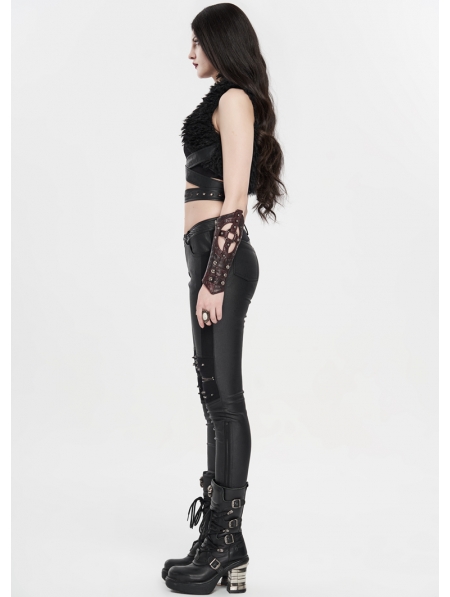 Black Gothic Punk Handsome Tight PU Leather Pants for Women ...