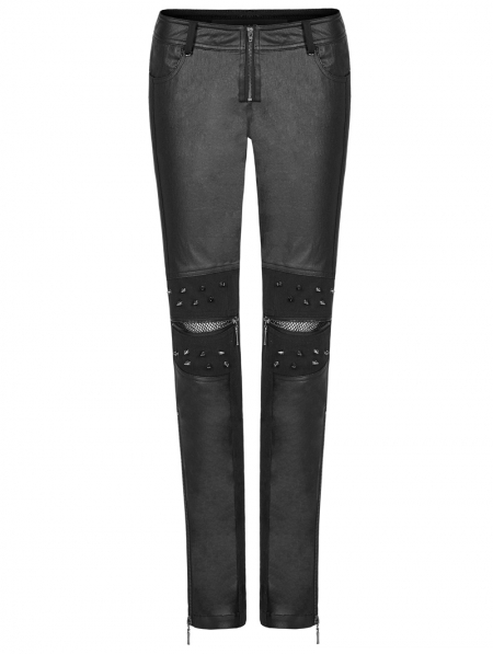 Black Gothic Punk Handsome Tight PU Leather Pants for Women ...