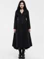 Black Gothic Embroidered Wool Long Winter Coat for Women