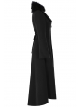 Black Gothic Embroidered Wool Long Winter Coat for Women