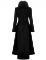 Black Gothic Embroidered Wool Long Winter Coat for Women