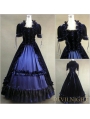 Black and Blue Short Sleeves Gothic Victorian Dress