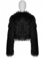 Black Gothic Punk Short Imitation Fur Coat for Women
