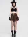 Brown Steampunk Asymmetrical Short Skirt
