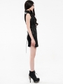 Black Chinese Cheongsam Style Cyber Gothic Short Dress