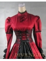 Red and Black Long Sleeves Masquerade Gothic Ball Gowns