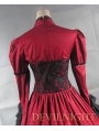 Red and Black Long Sleeves Masquerade Gothic Ball Gowns