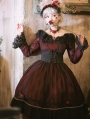 The Dusk Lady Elegant Black and Red Lace Gothic Lolita OP Dress