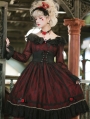 The Dusk Lady Elegant Black and Red Lace Gothic Lolita OP Dress