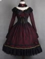 The Dusk Lady Elegant Black and Red Lace Gothic Lolita OP Dress