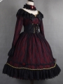 The Dusk Lady Elegant Black and Red Lace Gothic Lolita OP Dress