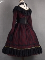 The Dusk Lady Elegant Black and Red Lace Gothic Lolita OP Dress