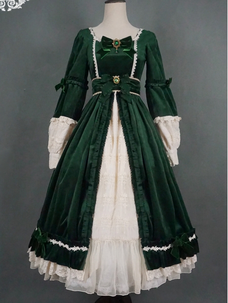 Mrs.Jennifer Elegant Green Velvet Classic Lolita OP Dress - Devilnight ...