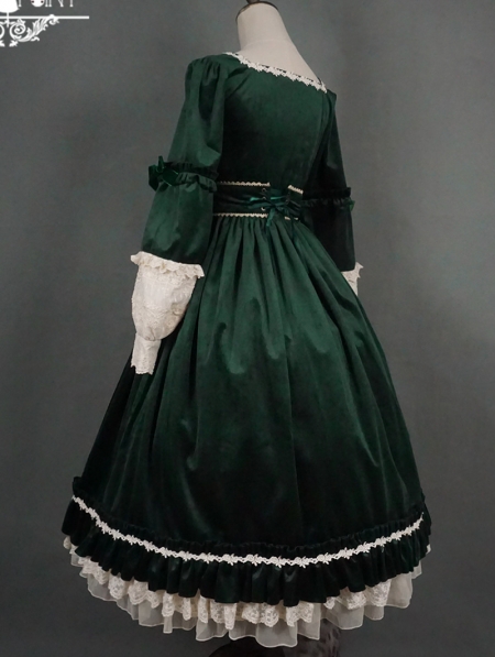 Mrs.Jennifer Elegant Green Velvet Classic Lolita OP Dress - Devilnight ...