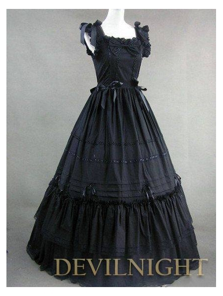 Black Sleeveless Long Gothic Lolita Ball Gowns - Devilnight.co.uk